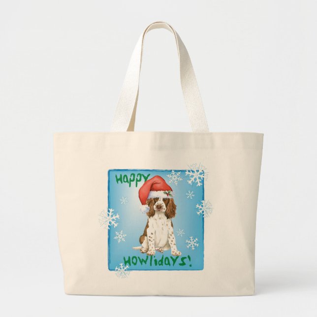 Bolso De Tela Gigante Happy Howliday English Springer Spaniel (Frente)