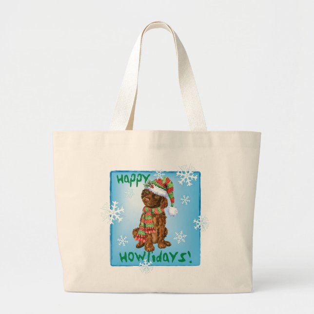 Bolso De Tela Gigante Happy Howliday Irish Water Spaniel (Frente)