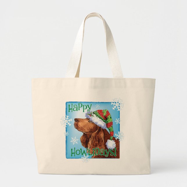 Bolso De Tela Gigante Happy Howlidays Field Spaniel Large Tote Bag (Frente)