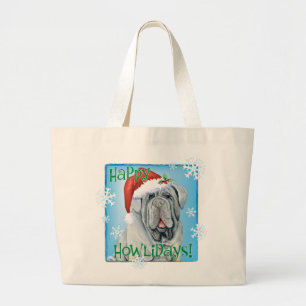 Bolso De Tela Gigante Happy Howlidays Neapolitan Mastiff Large Tote Bag