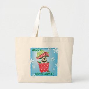 Bolso De Tela Gigante Happy Howlidays Standard Schnauzer