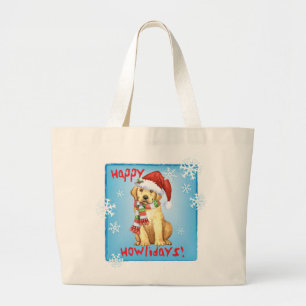 Bolso De Tela Gigante Happy Howlidays Yellow Lab