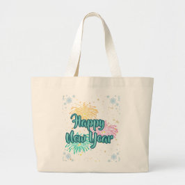 Bolso De Tela Gigante Happy New Year Typography Celebration