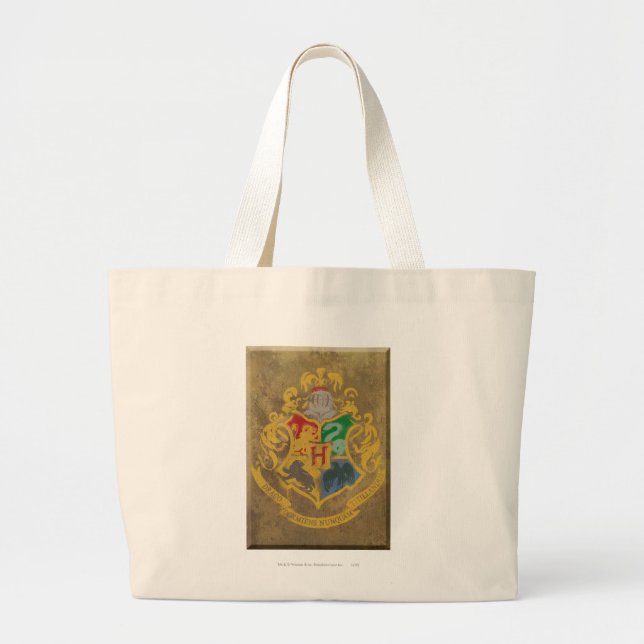 Bolso De Tela Gigante Harry Potter | Escudo de Hogwarts Rústico (Frente)
