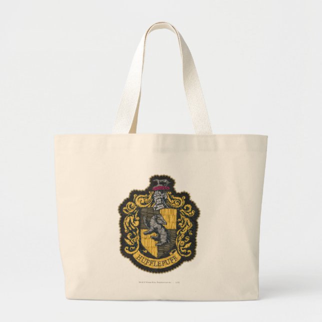Bolso De Tela Gigante Harry Potter | Parche Escudo Hufflepuff (Frente)