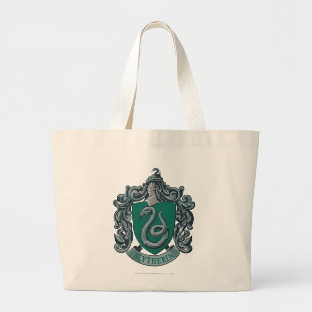Bolso De Tela Gigante Harry Potter | Slytherin Crest Green (Frente)