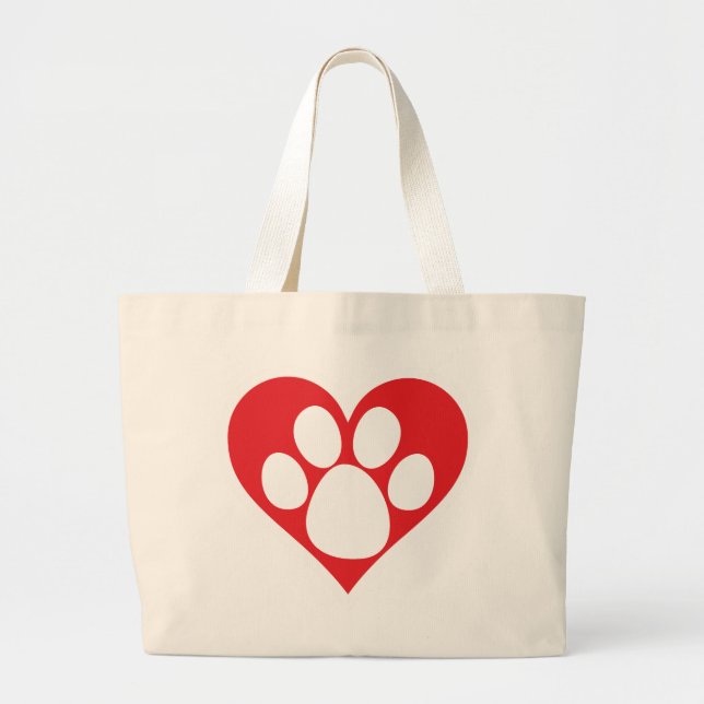 Bolso De Tela Gigante Heart Dog Paw (Frente)