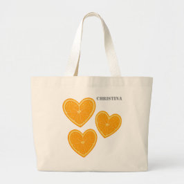 Bolso De Tela Gigante Heart Orange Tote Bag – Cute Reusable Farmers Bag