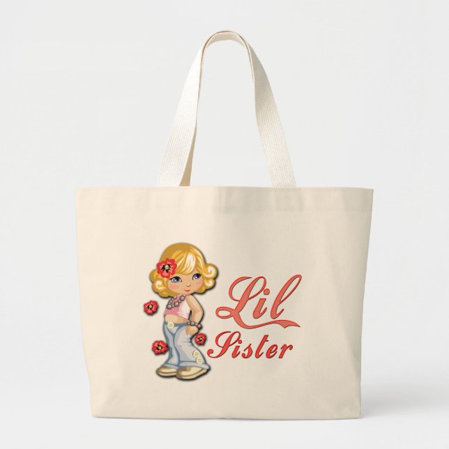 Bolso De Tela Gigante Hermana y flores pequeñas (Frente)