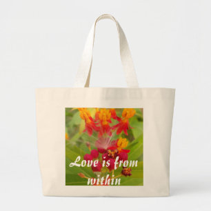 Bolso De Tela Gigante Hermosa y colorida floral con arte de hierbas arom