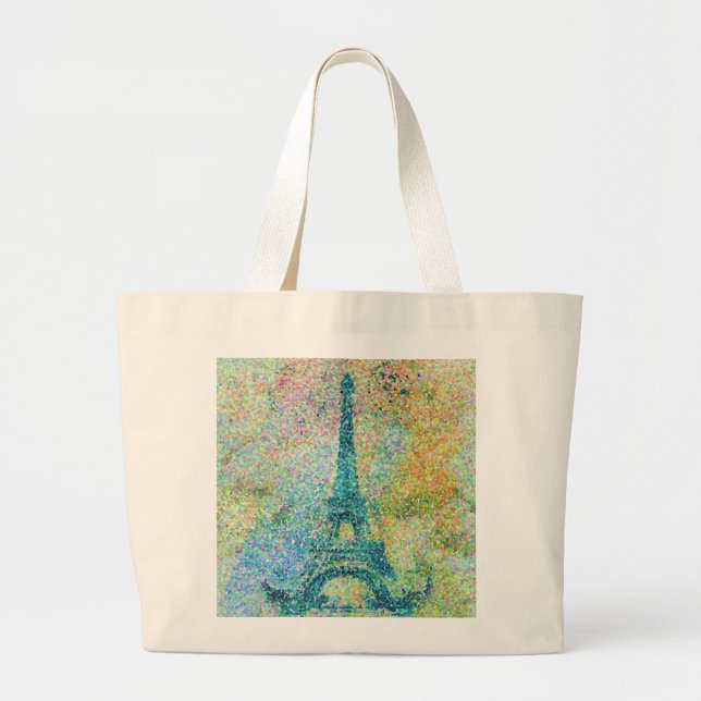 Bolso De Tela Gigante Hermosa y moderna jovencita Torre Eiffel Francia (Frente)