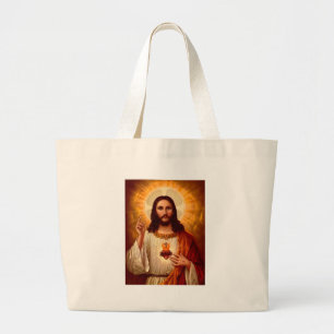 Bolso De Tela Gigante Hermoso corazón sagrado religioso de la imagen de 