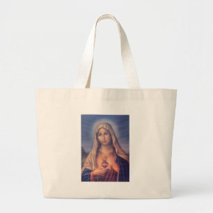 Bolso De Tela Gigante Hermoso Corazón Sagrado Religioso de la Virgen Mar