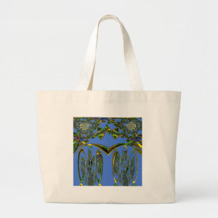 Bolso De Tela Gigante Hermoso diseño iridiscente de pájaros planos
