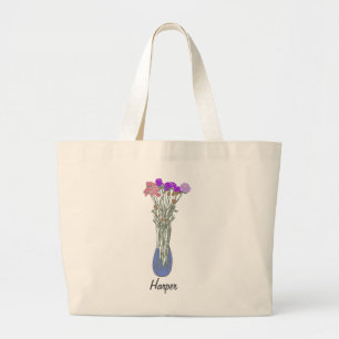 Bolso De Tela Gigante Hermoso Ilustracion de flores originales