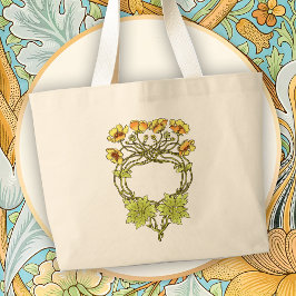Bolso De Tela Gigante Hermoso Motivo Floral Art Nouveau