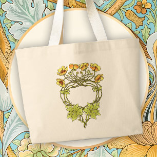 Bolso De Tela Gigante Hermoso Motivo Floral Art Nouveau