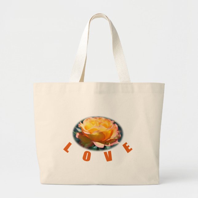 Bolso De Tela Gigante hermoso rosa amarillo foto arte amor (Frente)