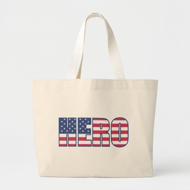 Bolso De Tela Gigante Hero Bandera Americana Estrellas Rayas Azul Blanco (Frente)