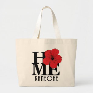 Bolso De Tela Gigante Hibisco CASERO del rojo de Kaneohe Hawaii