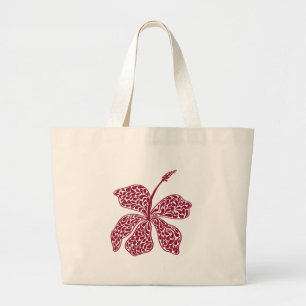Bolso De Tela Gigante Hibisco Rojo Floral
