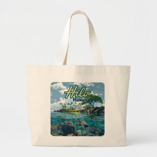 Bolso De Tela Gigante Hilo Hawaii Gran Isla Turtle Beach Vintage