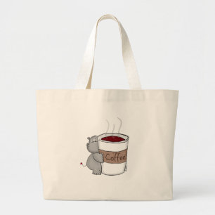 Bolso De Tela Gigante Hipopótamo con café
