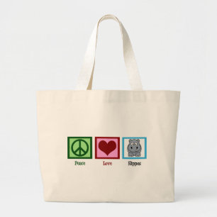 Bolso De Tela Gigante Hipopótamos del amor de la paz