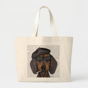 Bolso De Tela Gigante Hipster Dachshund Negro y Tan