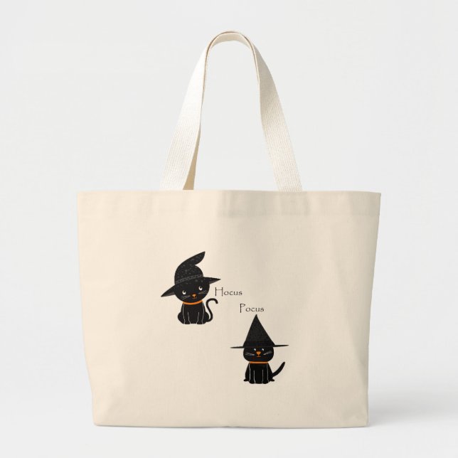 Bolso De Tela Gigante Hocus Pocus Gatos Negros (Frente)