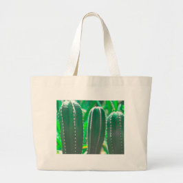 Bolso De Tela Gigante Hojas de la planta de cactus verde pastel