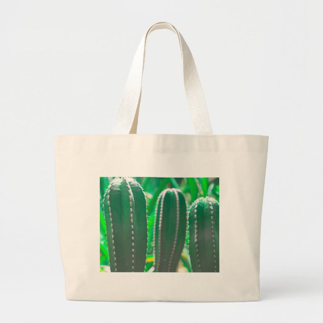 Bolso De Tela Gigante Hojas de la planta de cactus verde pastel (Frente)