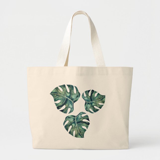 Bolso De Tela Gigante Hojas tropicales naturaleza verano moderno elegant (Frente)