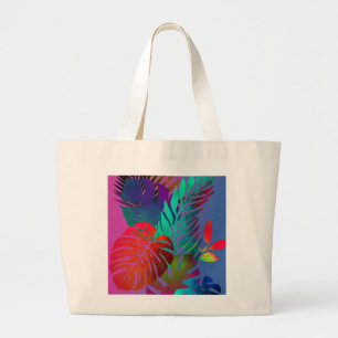 Bolso De Tela Gigante Hojas Tropicales Vibrantes Estética Artística Jumb