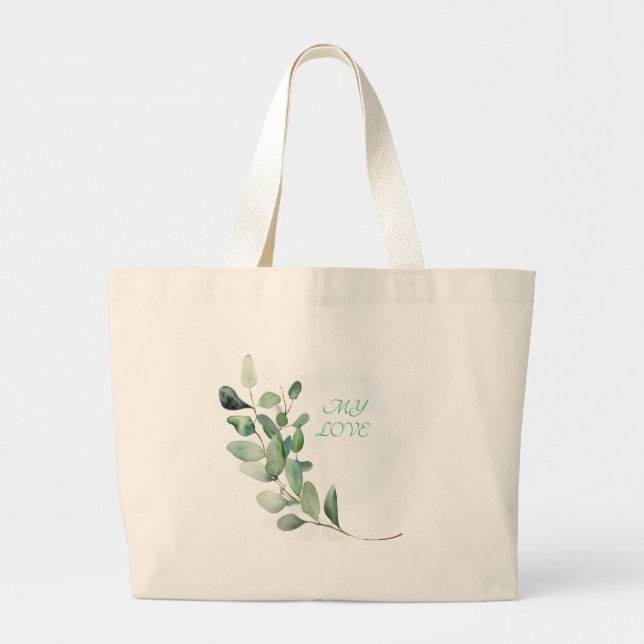 Bolso De Tela Gigante Hojas verdes de eucalipto (Frente)