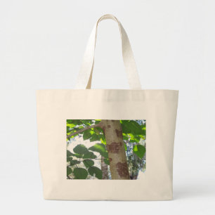 Bolso De Tela Gigante hojas verdes y tronco de árbol con corteza fresca