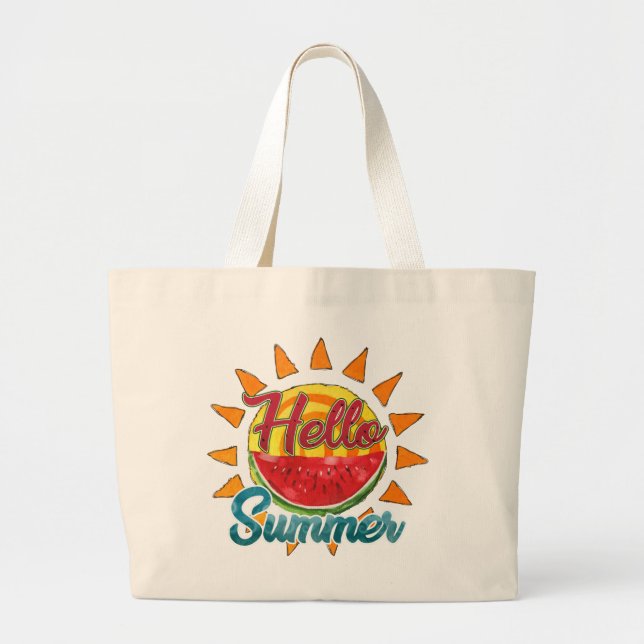 Bolso De Tela Gigante Hola Agua de verano, sandía y sol (Frente)