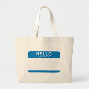 Bolso De Tela Gigante Hola mi nombre es - azul