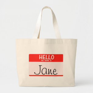 Bolso De Tela Gigante Hola mi nombre es _____Totebag