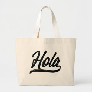 Bolso De Tela Gigante Hola Script (negro)