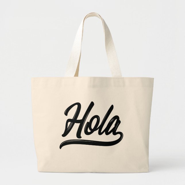 Bolso De Tela Gigante Hola Script (negro) (Frente)
