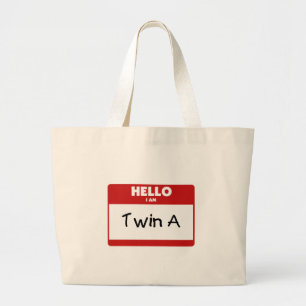 Bolso De Tela Gigante Hola soy A gemela