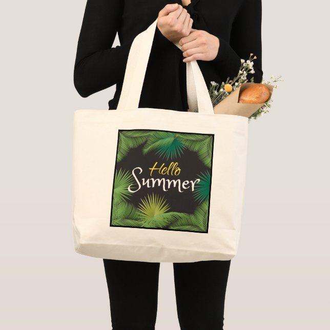Bolso De Tela Gigante Hola Summer Tropical Palm Leafs marco Botánico (Anverso (producto))