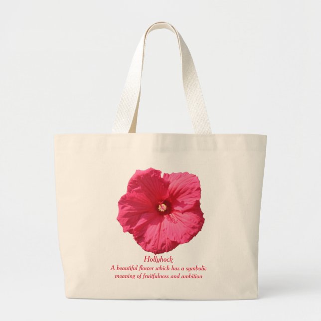 Bolso De Tela Gigante Hollyhock-Productividad y ambición rosadas (Frente)