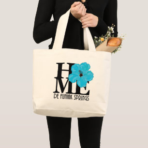Bolso De Tela Gigante HOME De Funiak Springs Blue Hibiscus