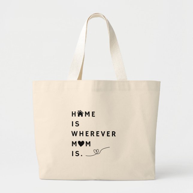 Bolso De Tela Gigante Home Is Wherever Mom Is – Gift For Mom (Frente)