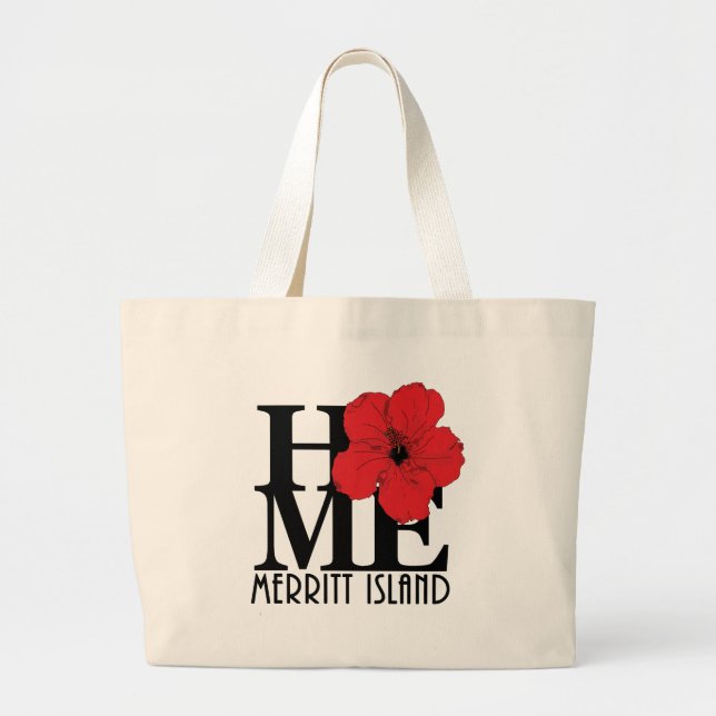 Bolso De Tela Gigante HOME Merritt Island Red Hibiscus (Frente)