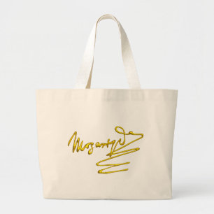 Bolso De Tela Gigante HOMENAJE a la firma del oro de MOZART del blanco