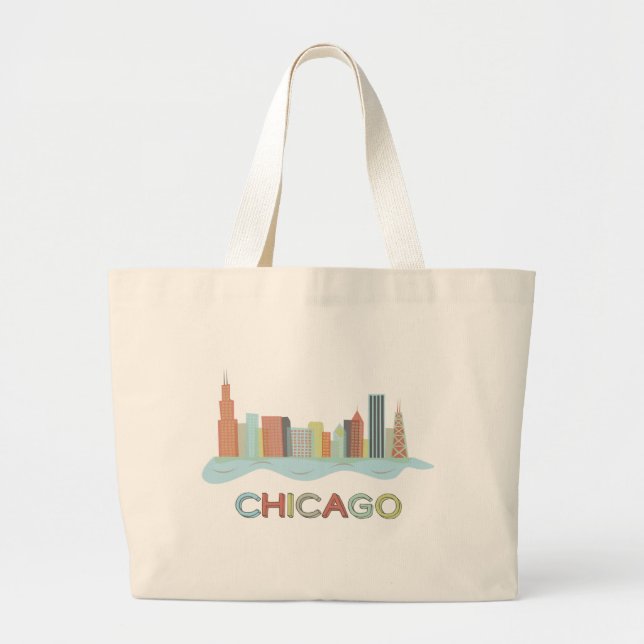 Bolso De Tela Gigante Horizonte de Chicago (Frente)