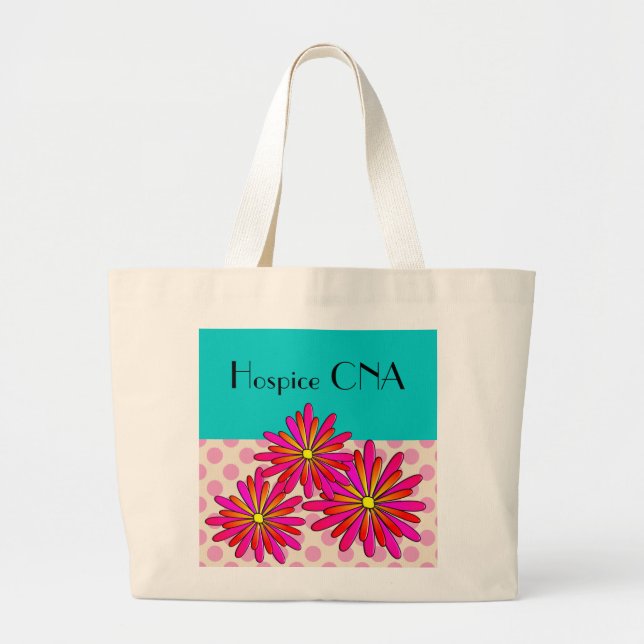 Bolso De Tela Gigante Hospice CNA Auxiliar de Enfermería Floral (Frente)